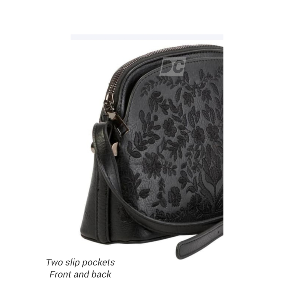 #9 Black Crossbody Bag with Embossed Design